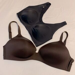 Uniqlo Wireless Bras, lot 2, Medium & 34/36 DDD, Black, Brown